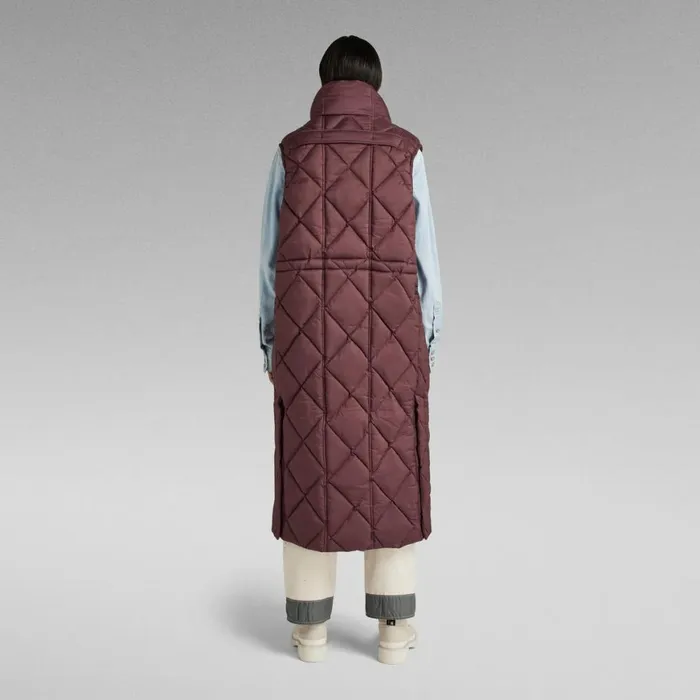 Puffer Jackets Women GStar RAW GWhistler Padded Extra Long Sleeveless Puffer Vineyard Wine