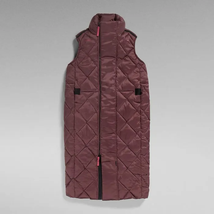 Puffer Jackets Women GStar RAW GWhistler Padded Extra Long Sleeveless Puffer Vineyard Wine