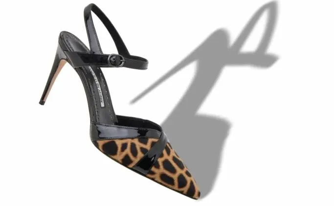 Pumps Women Manolo Blahnik ARISTIDABlack Calf Hair Animal Print Pumps
