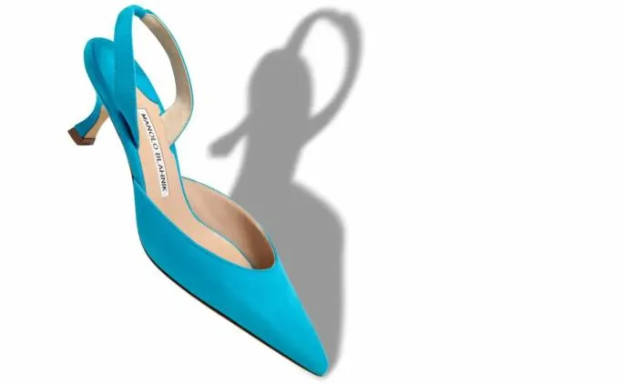 Pumps Women Manolo Blahnik CAROLYNE 50Light Blue Suede Slingback Pumps
