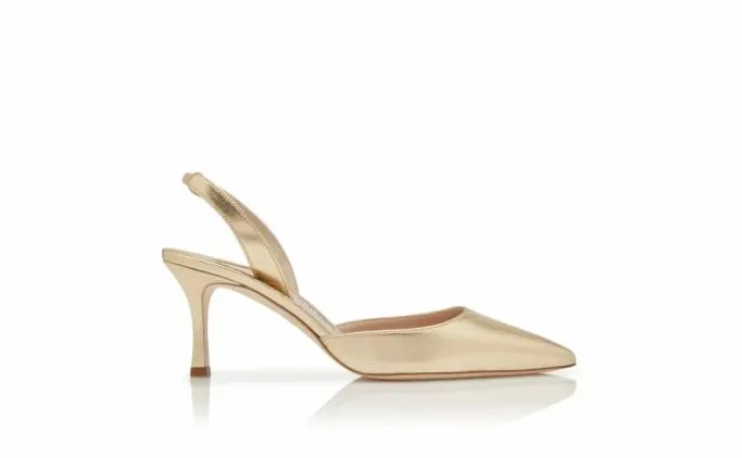 Pumps Women Manolo Blahnik CAROLYNE 70Gold Nappa Leather Slingback Pumps Pumps Women Manolo Blahnik CAROLYNE 70Gold Nappa Leather Slingback Pumps