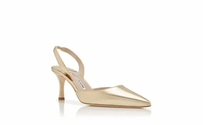 Pumps Women Manolo Blahnik CAROLYNE 70Gold Nappa Leather Slingback Pumps Pumps Women Manolo Blahnik CAROLYNE 70Gold Nappa Leather Slingback Pumps