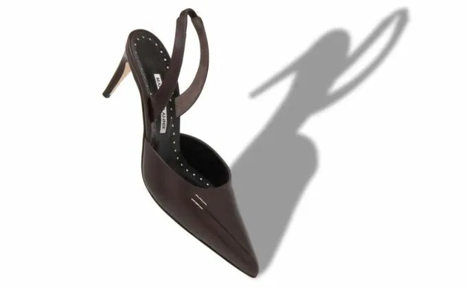 Pumps Women Manolo Blahnik HOMERASLIDark Brown Calf Leather Slingback Pumps
