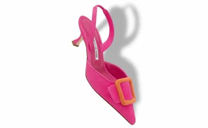 Pumps Women Manolo Blahnik MAYSLIBIPink And Orange Suede Buckle Slingback Mules Pumps Women Manolo Blahnik MAYSLIBIPink And Orange Suede Buckle Slingback Mules