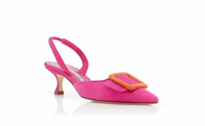 Pumps Women Manolo Blahnik MAYSLIBIPink And Orange Suede Buckle Slingback Mules Pumps Women Manolo Blahnik MAYSLIBIPink And Orange Suede Buckle Slingback Mules
