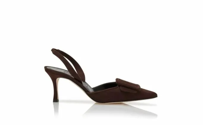 Pumps Women Manolo Blahnik MAYSLIBrown Suede Slingback Mules Pumps Women Manolo Blahnik MAYSLIBrown Suede Slingback Mules