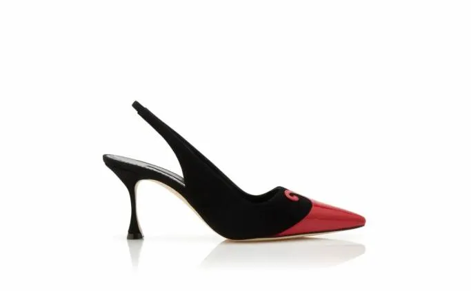 Pumps Women Manolo Blahnik ZABORUSBlack And Red Suede Swirl Detail Pumps Pumps Women Manolo Blahnik ZABORUSBlack And Red Suede Swirl Detail Pumps
