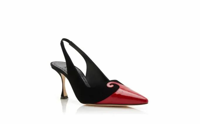 Pumps Women Manolo Blahnik ZABORUSBlack And Red Suede Swirl Detail Pumps Pumps Women Manolo Blahnik ZABORUSBlack And Red Suede Swirl Detail Pumps