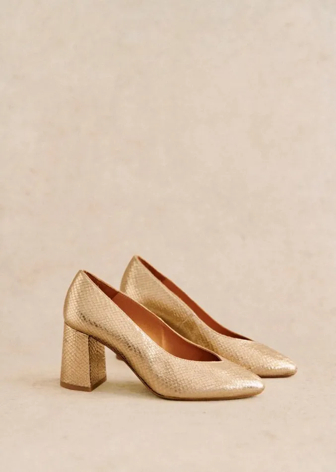 Szane Babies Ballerinas and Pumps Womens Alice Heel Pumps Embossed Gold