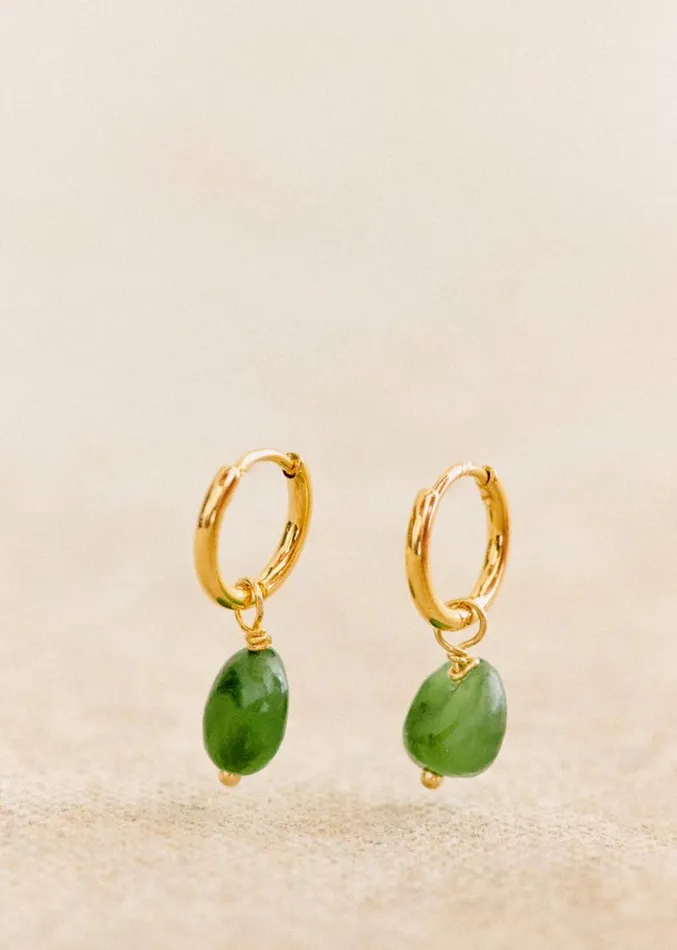 Szane Earrings Womens Charlotte Hoops Gold Green