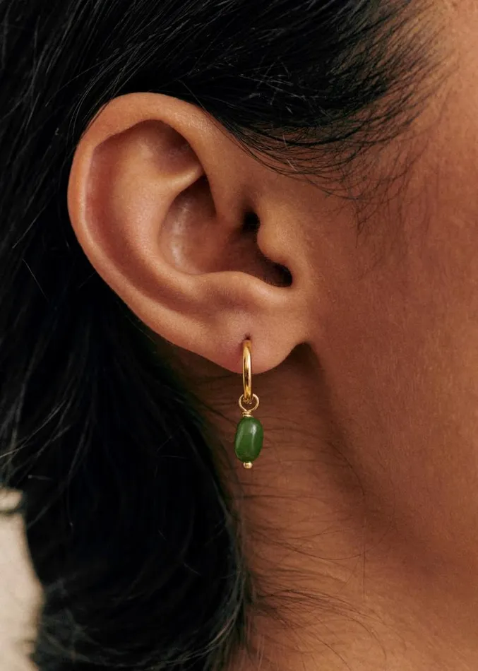 Szane Earrings Womens Charlotte Hoops Gold Green