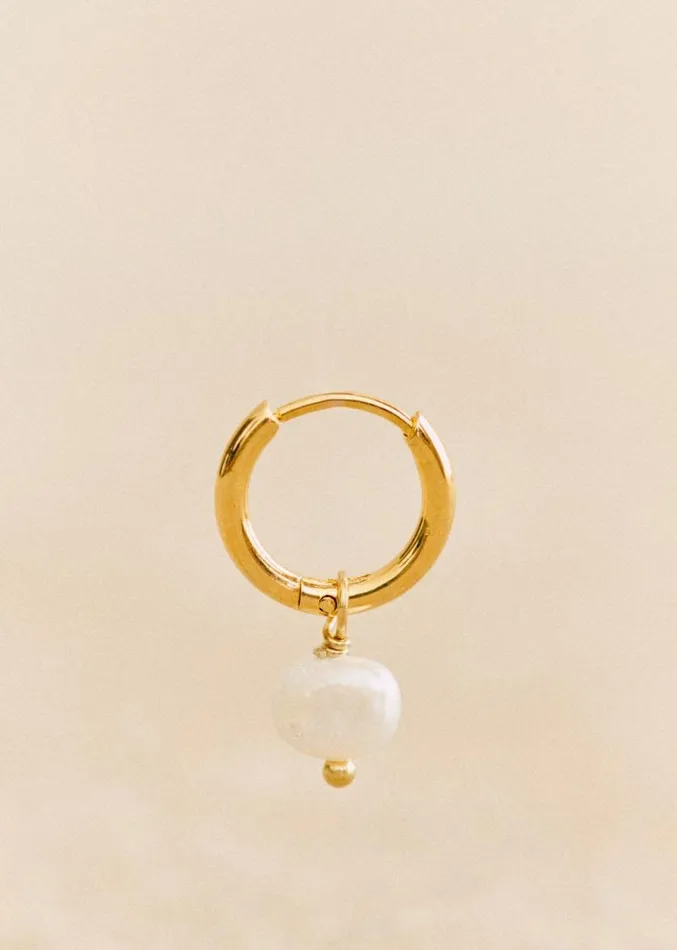 Szane Earrings Womens Charlotte Hoops Gold With Mother Of Pearl