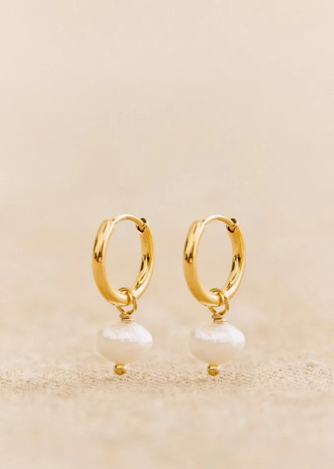 Szane Earrings Womens Charlotte Hoops Gold With Mother Of Pearl