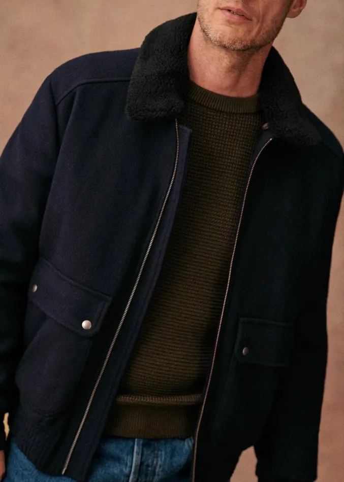 Szane Jackets and Coats Mens Horace Jacket Navy With Black Collar