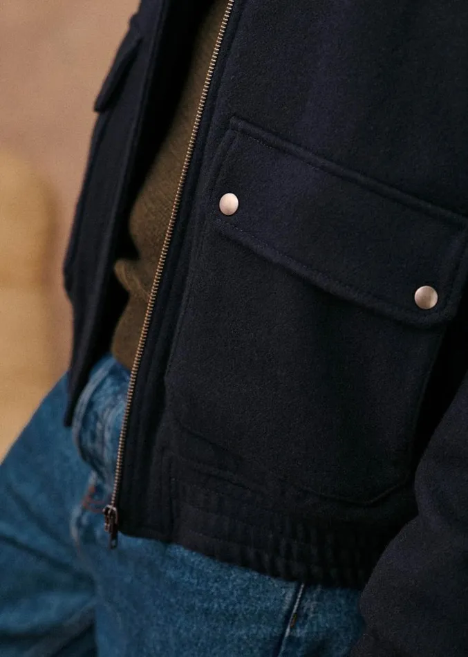 Szane Jackets and Coats Mens Horace Jacket Navy With Black Collar