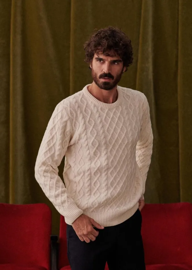 Szane Knitwear Mens Oliver Sweater Ecru
