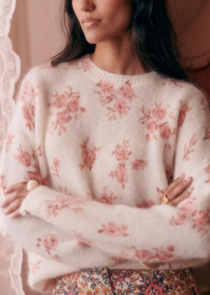 Szane Knitwear Womens Eloisa Jumper Small Pink Flowers