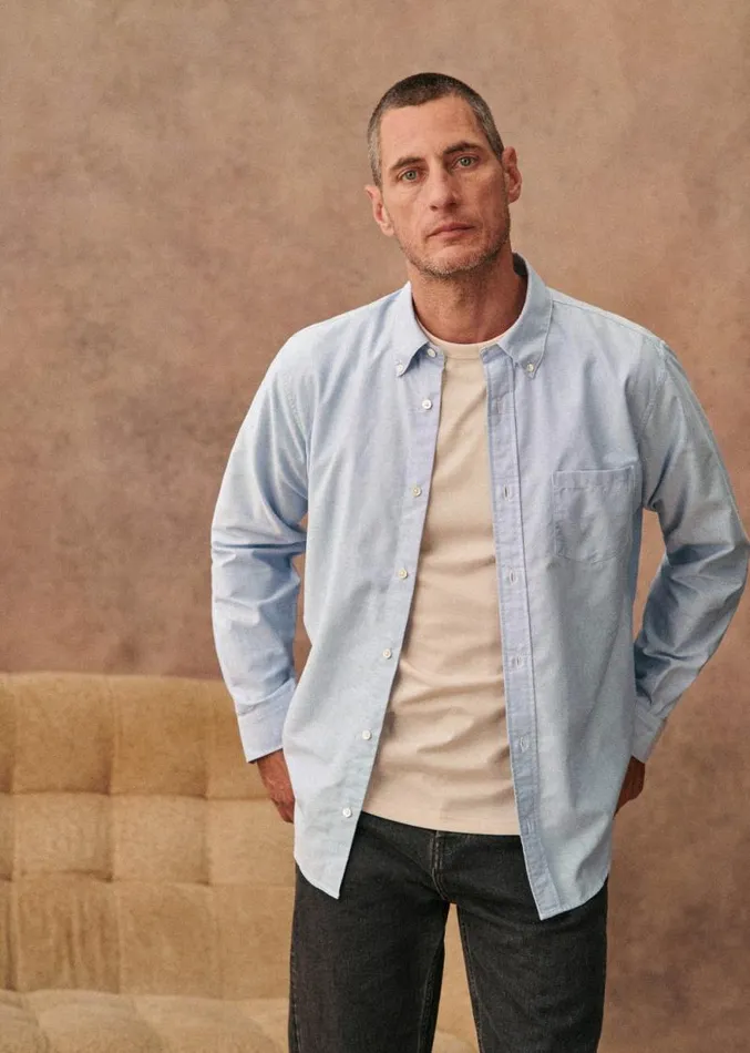 Szane Shirts Mens Charlie Casual Oxford Shirt Light Blue
