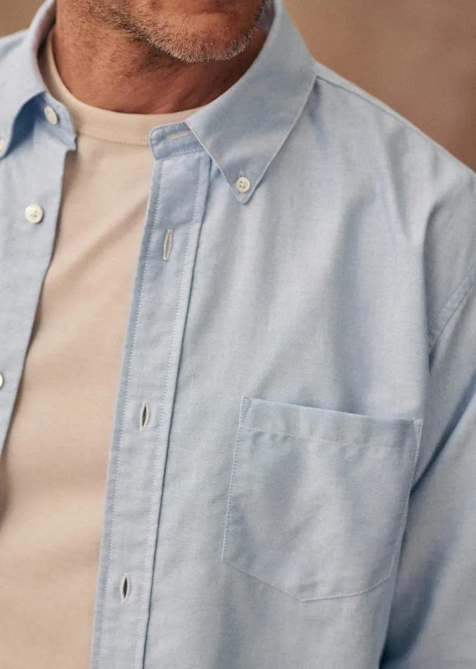 Szane Shirts Mens Charlie Casual Oxford Shirt Light Blue