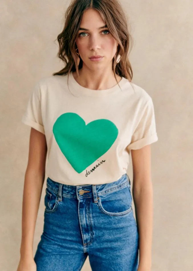 Szane Tshirts and Bodysuits Womens Coeur Demain TShirt 8211 Solidarity Creation Creamgreen Szane Tshirts and Bodysuits Womens Coeur Demain TShirt 8211 Solidarity Creation Creamgreen