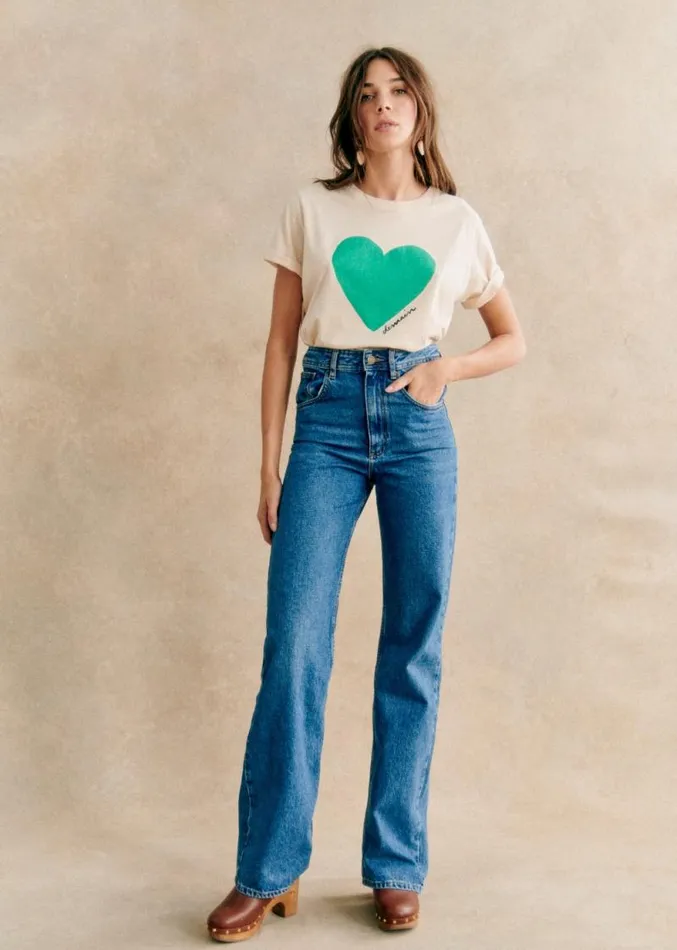 Szane Tshirts and Bodysuits Womens Coeur Demain TShirt 8211 Solidarity Creation Creamgreen