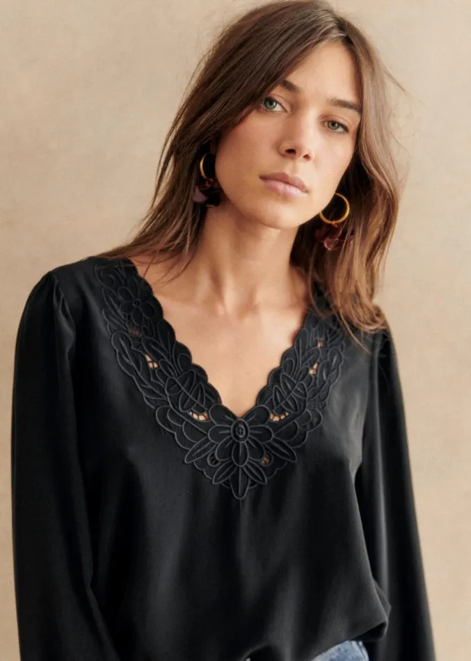 Szane Tops Womens Juliette Blouse Black