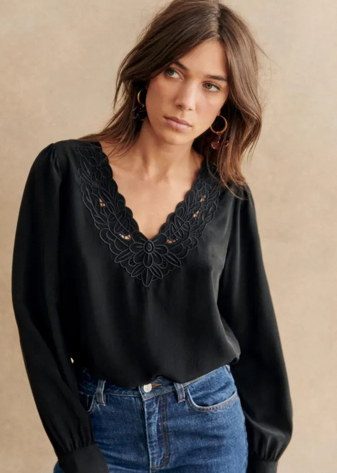 Szane Tops Womens Juliette Blouse Black