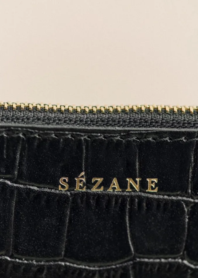 Szane Wallets Womens Large Alfred Card Holder Black Crocodile Print