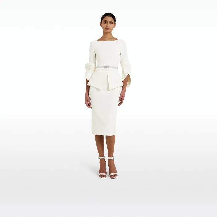 Safiyaa Alondra Ivory Midi Dress Women Dresses