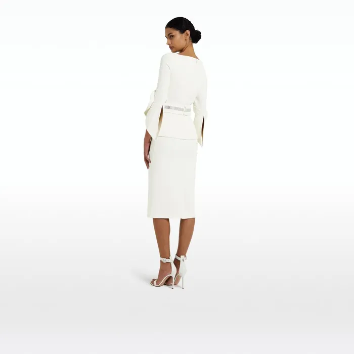 Safiyaa Alondra Ivory Midi Dress Women Dresses