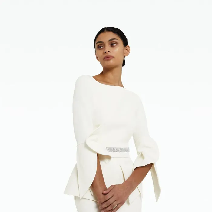 Safiyaa Alondra Ivory Midi Dress Women Dresses