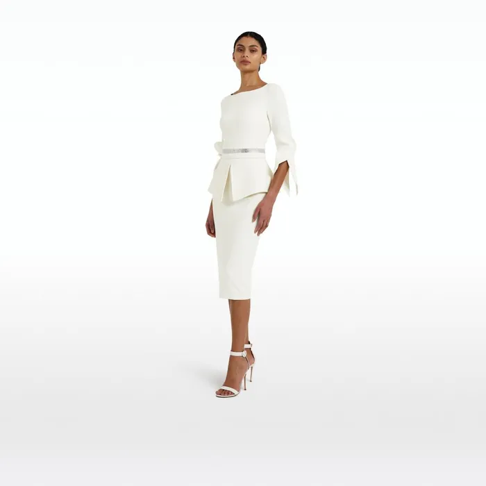 Safiyaa Alondra Ivory Midi Dress Women Dresses