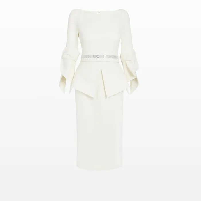 Safiyaa Alondra Ivory Midi Dress Women Dresses