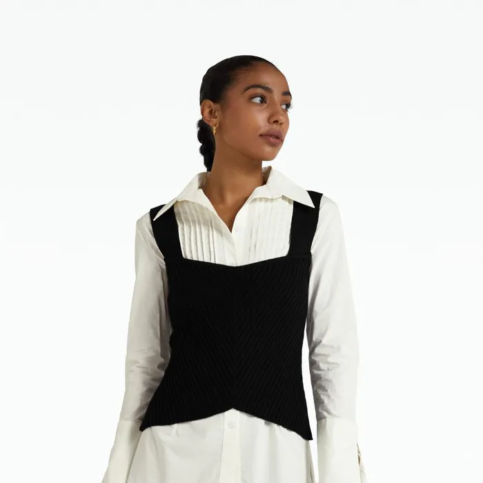 Safiyaa Audrey Black Knit Women Tops