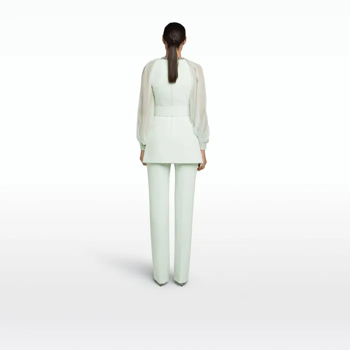 Safiyaa Caoimhe Spearmint Top With Embroidered Belt Women Tops
