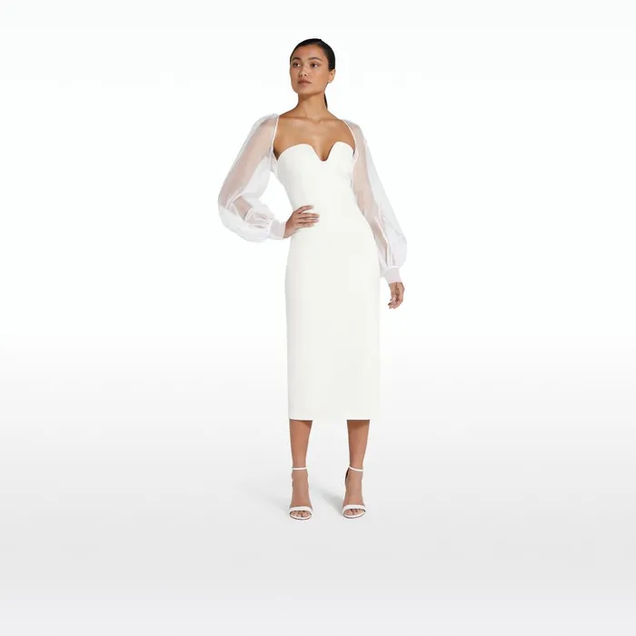 Safiyaa Catalina Ivory Midi Dress Women Dresses