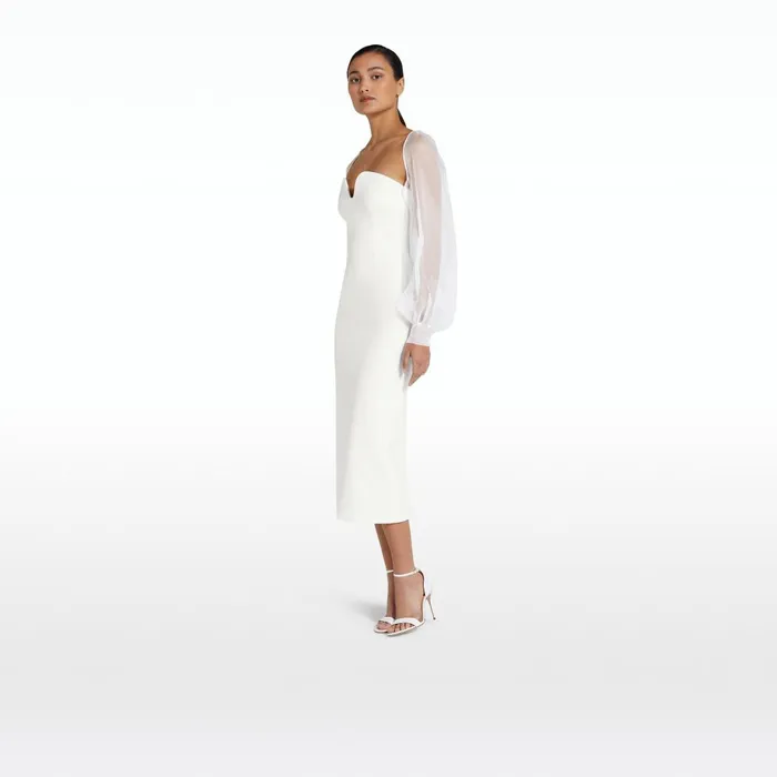 Safiyaa Catalina Ivory Midi Dress Women Dresses