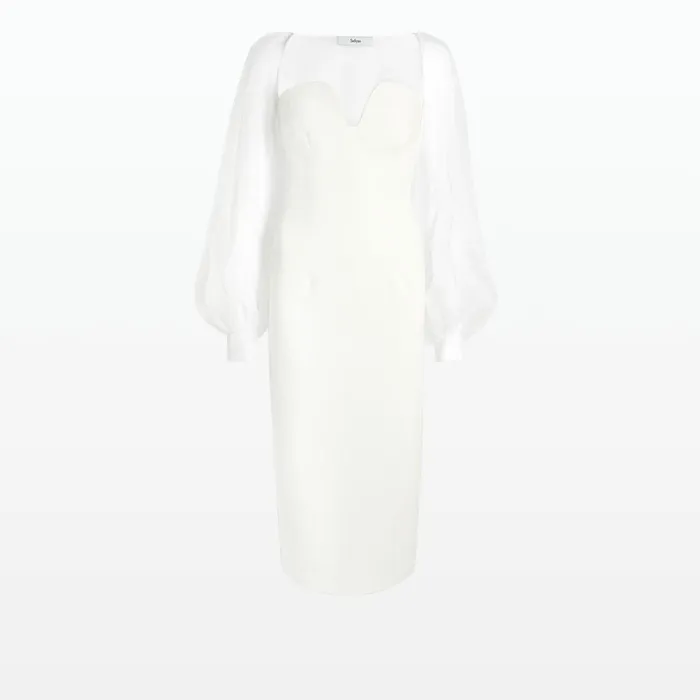 Safiyaa Catalina Ivory Midi Dress Women Dresses