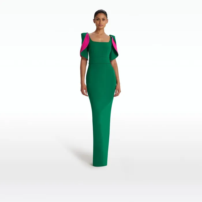 Safiyaa Dara Jewel Green Long Dress Women Dresses