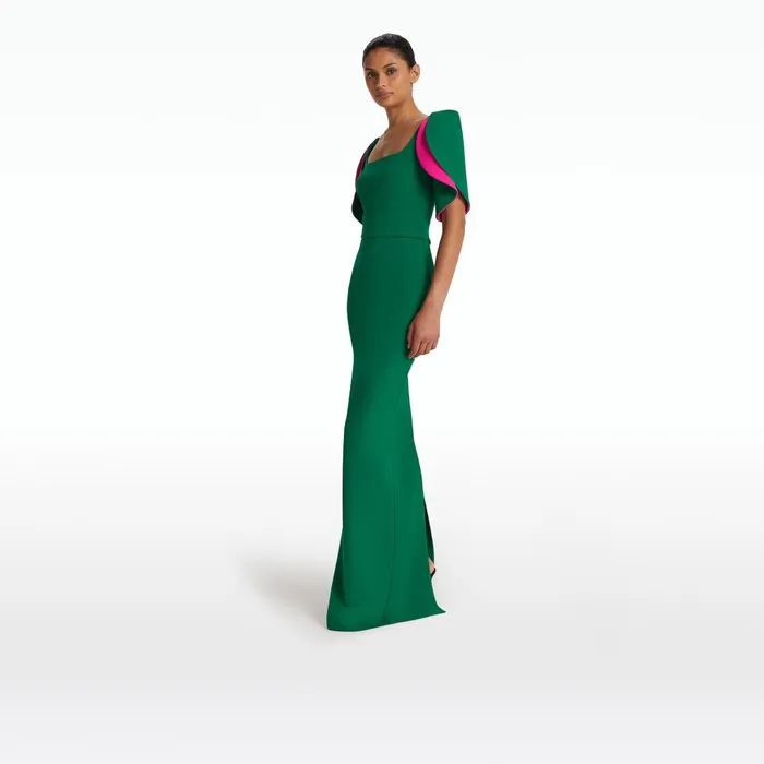 Safiyaa Dara Jewel Green Long Dress Women Dresses