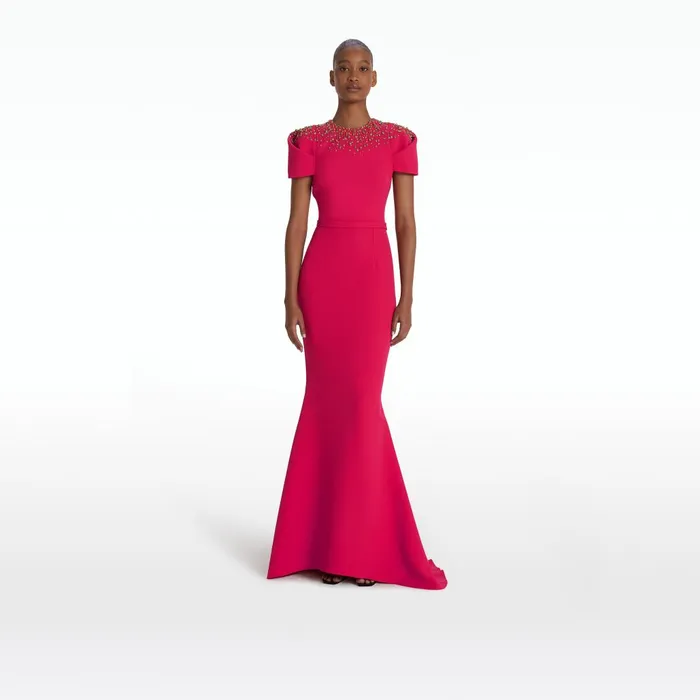 Safiyaa Delina Raspberry Long Dress Women Dresses