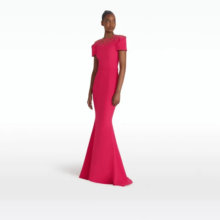 Safiyaa Delina Raspberry Long Dress Women Dresses