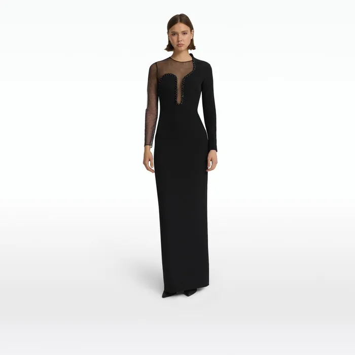 Safiyaa Domina Black Long Dress Women Dresses
