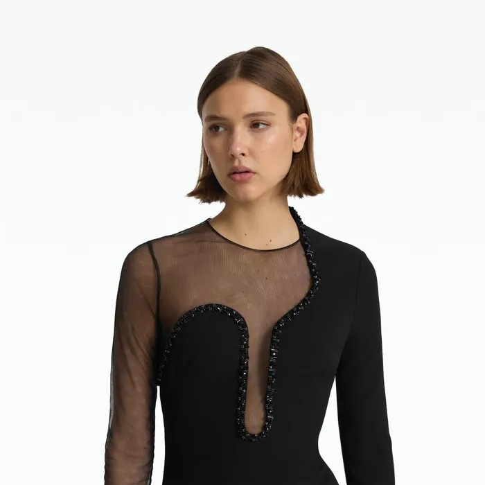 Safiyaa Domina Black Long Dress Women Dresses