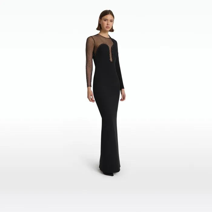 Safiyaa Domina Black Long Dress Women Dresses