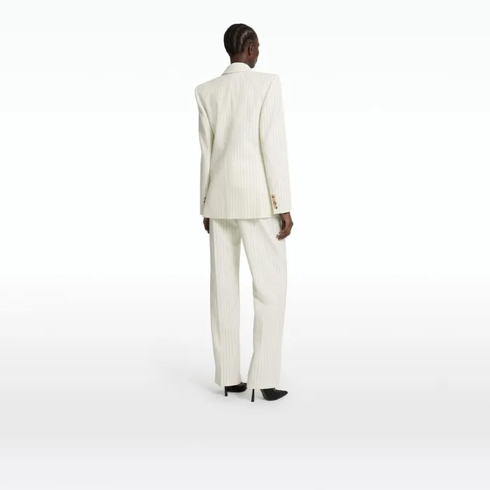 Safiyaa Ellan Ivory Pinstripe Jacket Women Jackets and Coats