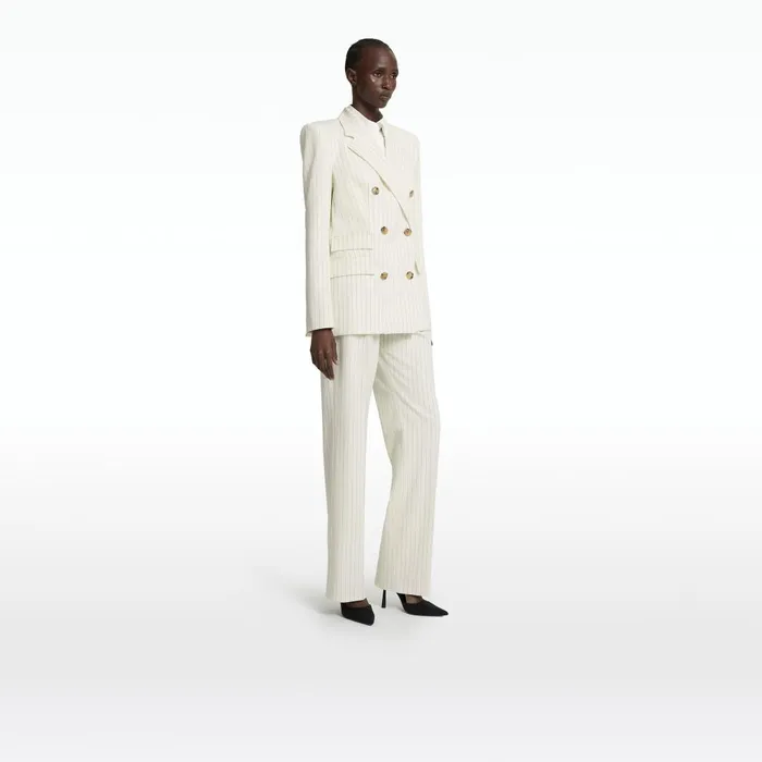 Safiyaa Ellan Ivory Pinstripe Jacket Women Jackets and Coats
