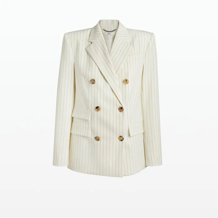 Safiyaa Ellan Ivory Pinstripe Jacket Women Jackets and Coats