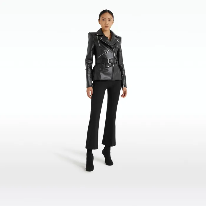 Safiyaa Euphemie Black Vegan Leather Jacket Women Jackets and Coats