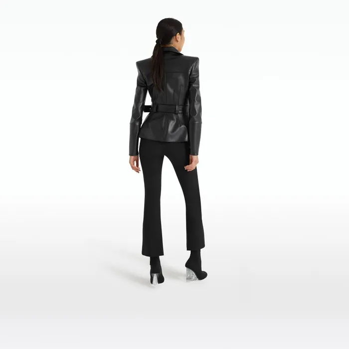 Safiyaa Euphemie Black Vegan Leather Jacket Women Jackets and Coats